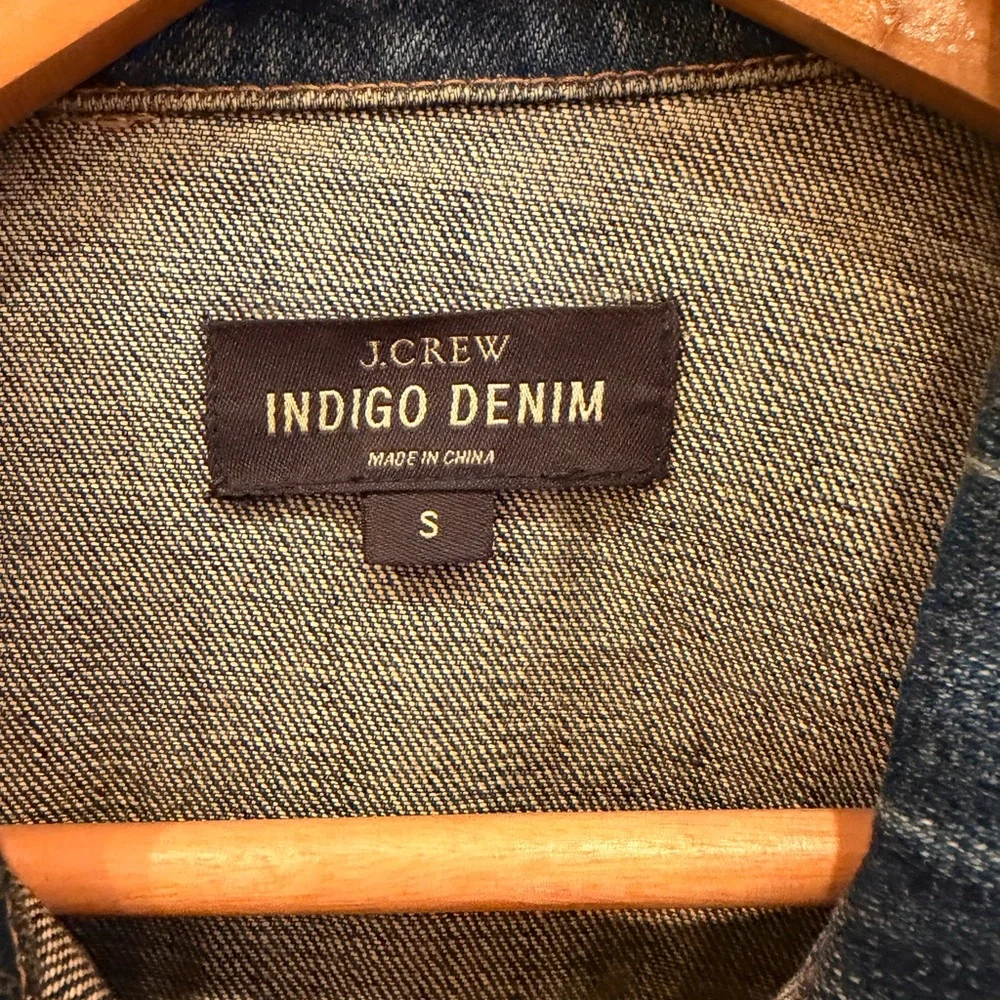 J.Crew Indigo Denim Trucker Jacket Women Small Medium Wash Blue Jean Coat‎